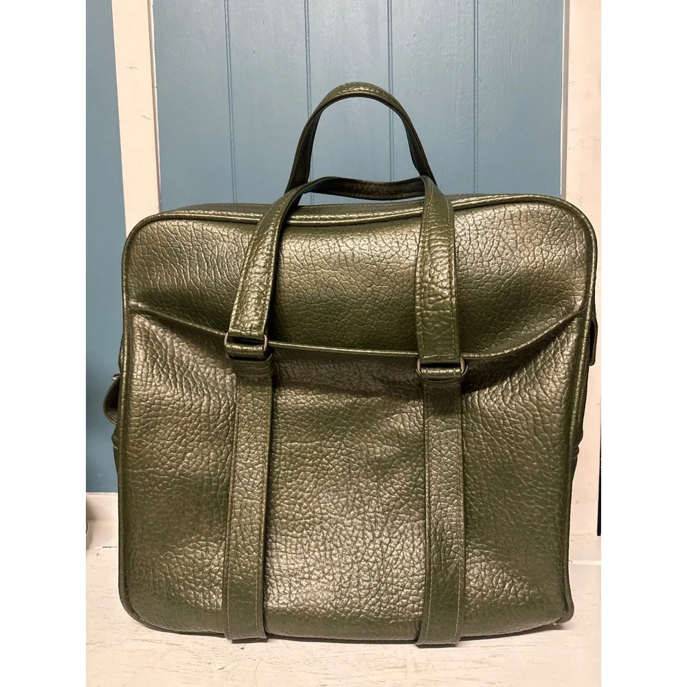 Vintage Samsonite Silhouette Olive‎ Green Pebbled Carry On Travel Bag Case
